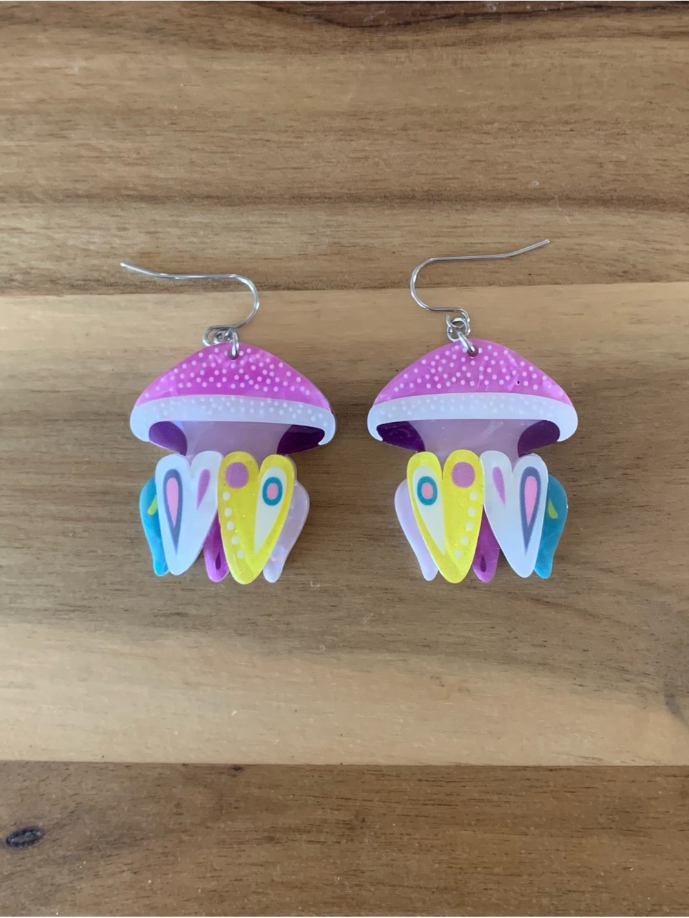 Erstwilder The Whimsical White Spotted Jellyfish Earrings NWOT